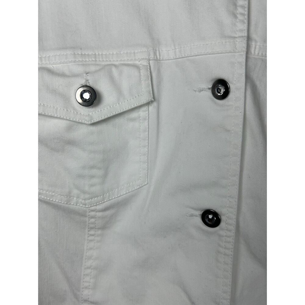 D & Co Denim Jacket White women’s Size L Long Sleeve Denim And Company NWOT - Picture 7 of 9